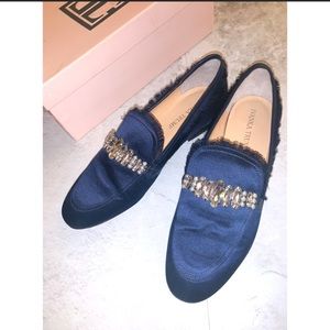 IVANKA TRUMP Sparkly Embellished Blue Slip-on Loafers in Ladies  8.5~Stunning!